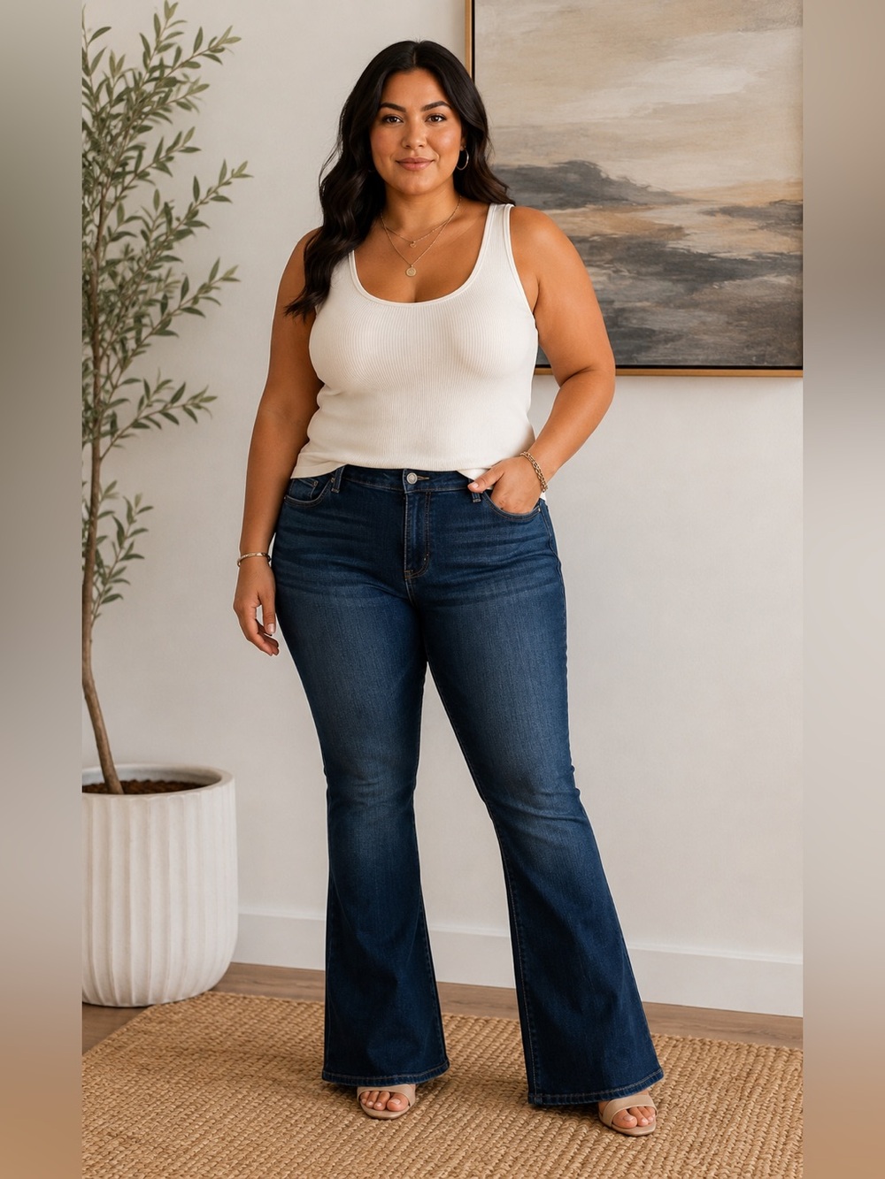 PAIGE Women's Dark Blue Flare Jeans